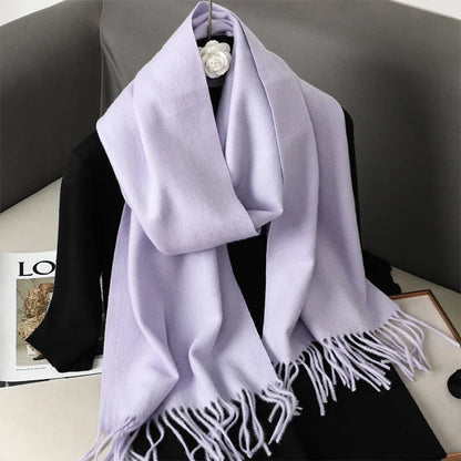 62-Color Cashmere Winter Scarf - Warm Thicken Pashmina Shawl with Tassels