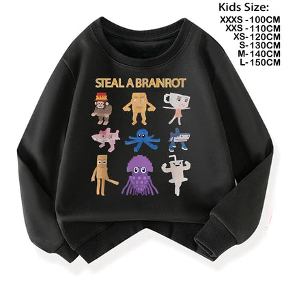 67 Six Seven for Childrens Steal A BrainRot Fashion Kids Hoodie Warm Sweatshirts Italian Brainrot Winter Clothing Cartoon Hoodie