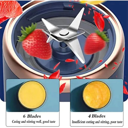Portable USB Fruit Juicer Blender - 2 Cups 6 Blades Wireless Mixer