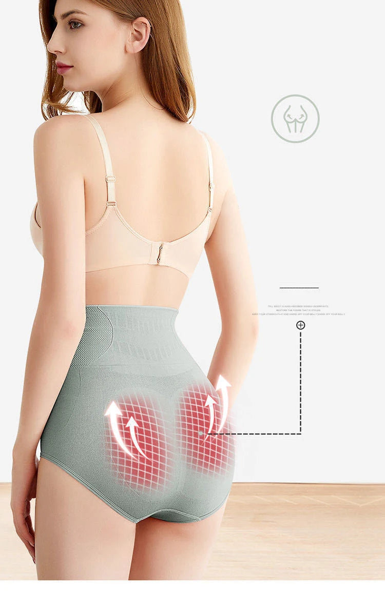 High Waisted Compression Lady Panties for Women Strong Hip Lifting Underwear Graphene Antibacterial Cotton Crotch Female Briefs