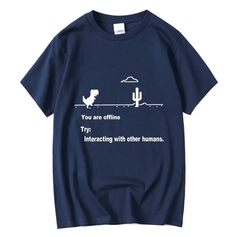 Men's High Quality Cotton Blend Funny Dinosaur Print T Shirt Loose O-neck Men Tshirt Short Sleeve T-shirt Male Tees Tops