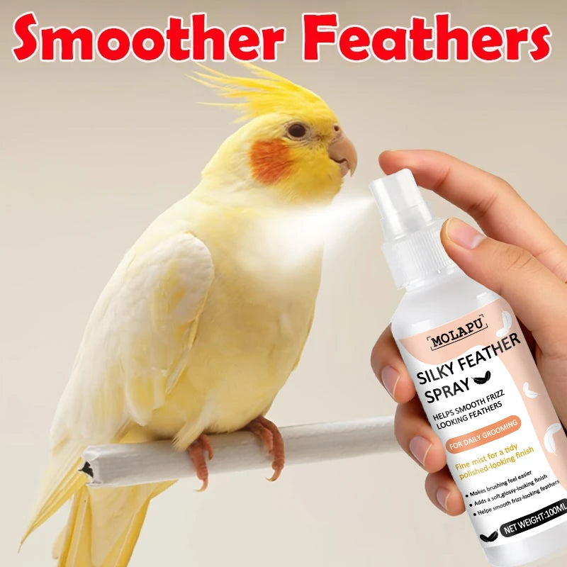 Parrot Feather Care Spray (Suitable for Budgerigars and Cockatiels) - Bathing Spray for Feather Grooming, Makes Feathers Smooth and Shiny, Creates Y-Shaped Feather Effect, Easy to Apply for Daily Grooming, Lightweight and Qui