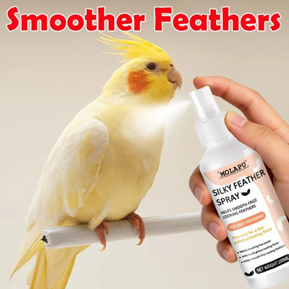 Parrot Feather Care Spray (Suitable for Budgerigars and Cockatiels) - Bathing Spray for Feather Grooming, Makes Feathers Smooth and Shiny, Creates Y-Shaped Feather Effect, Easy to Apply for Daily Grooming, Lightweight and Qui