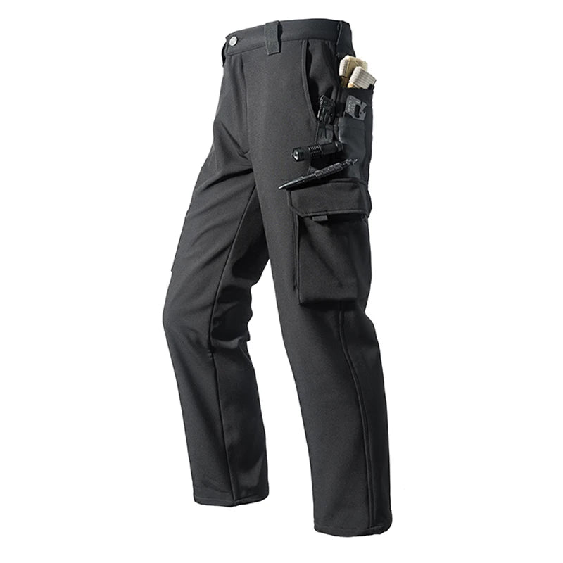 Men's City Cargo Autumn Winter Fleece Softshell Hiking Pants Fishing Climbing Trekking Casual Hunting Camping Trousers M-5XL