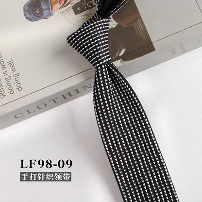 Narrow Striped Knitted Necktie for Men - Retro Korean Style Casual Cravat Accessory