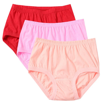 3pcs Pure Cotton Women Panties Large Size High Waist Underwear Briefs Mother Breathable Comfort Panty Plus Size Female Lingeries