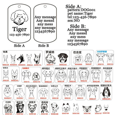 Dog ID Tag Free Engraving Name Tel Pet Collar Harness Pendant Clothes Accessories For Cat Custom Puppy Kitten Leash Pet Supplies