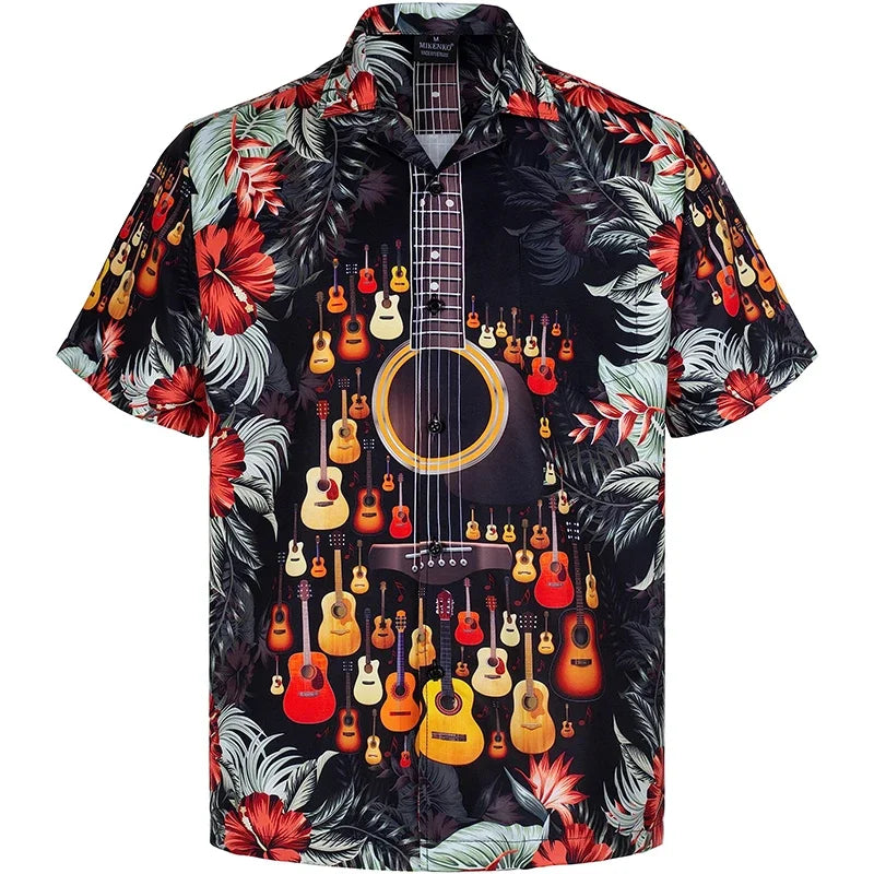 Full Print Beer Graphic Hawaiian Shirt for Men Short Sleeves Button Down Beach Alho Shirts Mens Oversized Blouse Shirts Clothes