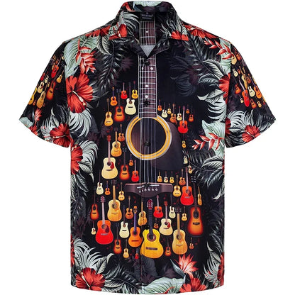 Full Print Beer Graphic Hawaiian Shirt for Men Short Sleeves Button Down Beach Alho Shirts Mens Oversized Blouse Shirts Clothes