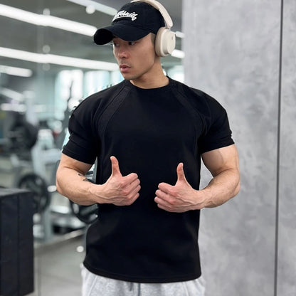 High quality Autumn men long sleeved T-shirt Fashion sport Round Collar fitness running mesh Breathability Training t-shirt men