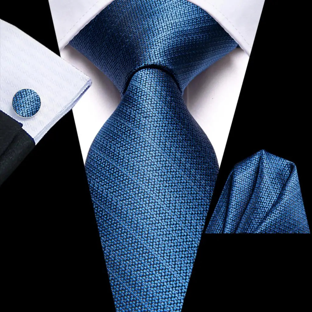 Blue Silk Mens Tie - Formal 100 Silk NeckTie for Weddings and Business