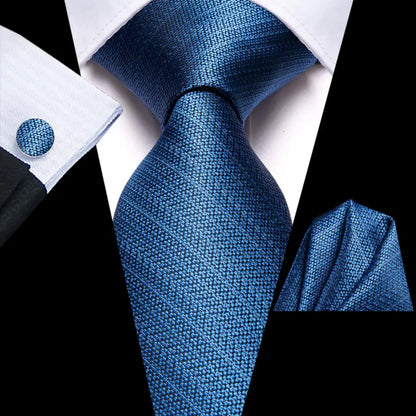 Blue Silk Mens Tie - Formal 100 Silk NeckTie for Weddings and Business