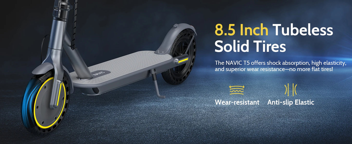 NAVIC T5 Electric Scooter 350W 19MPH APP Smart Control Scooter 8.5inch Solid tire Folding E-Scooter 22Miles Max Range for Adult