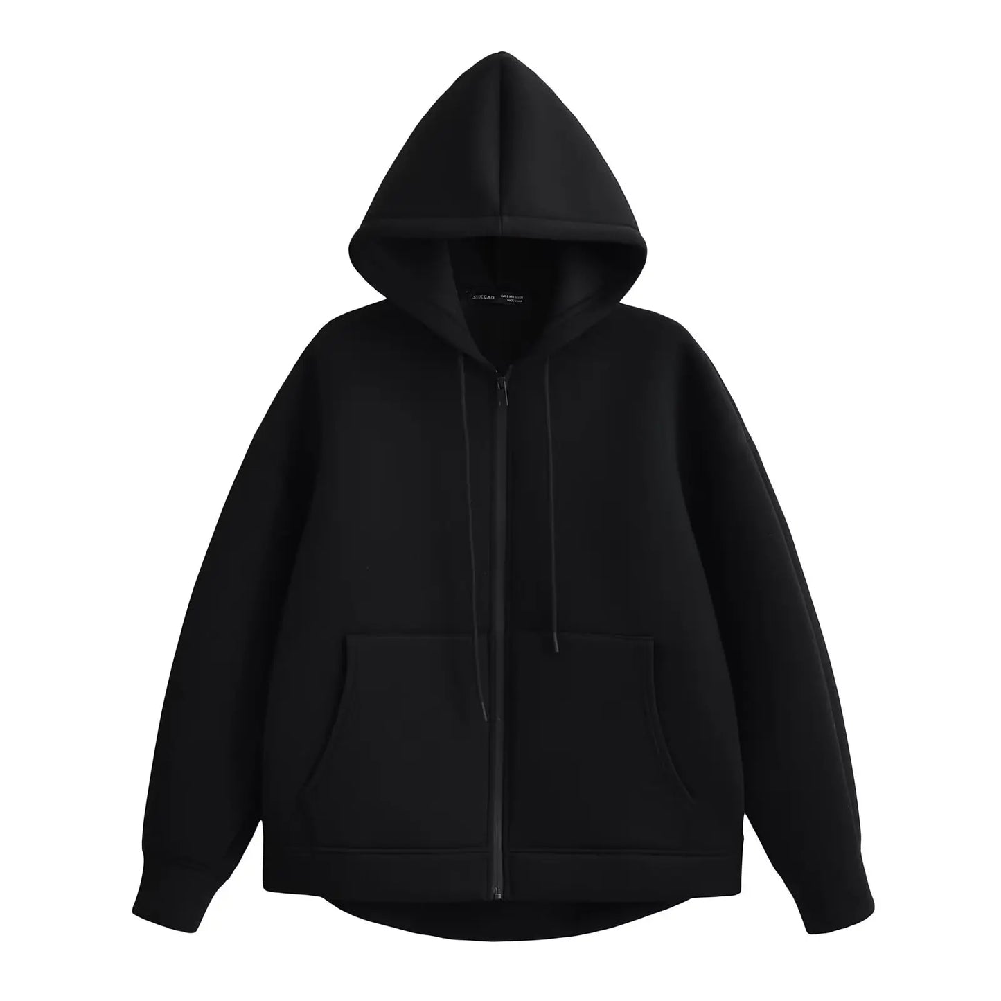 Women's Zipper Hoodie - Oversize Sweatshirt Casual Outerwear Coat With Double Pockets
