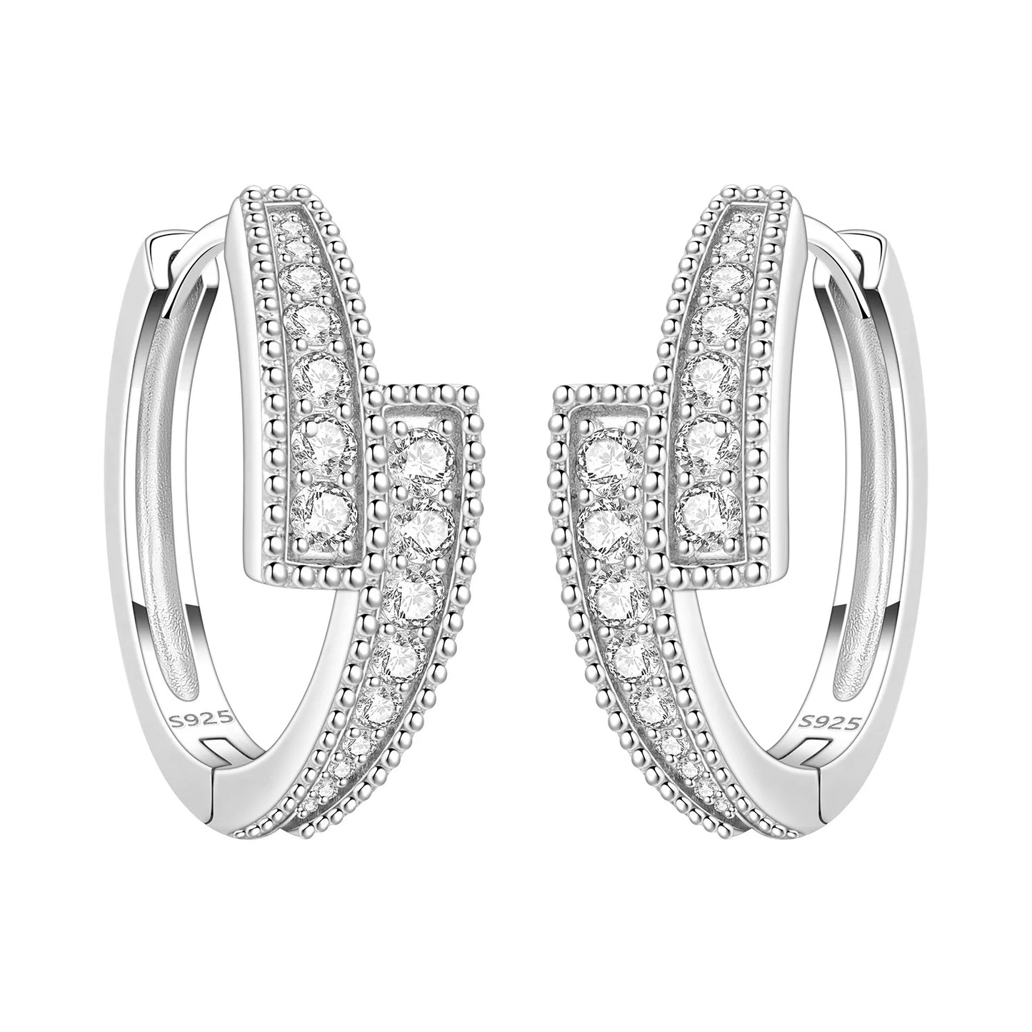 Orstarry S925 Sterling Silver Square Chain With Stone Inlaid Earrings Hoop Earrings For Women Jewelry Original Party Trendy Gift