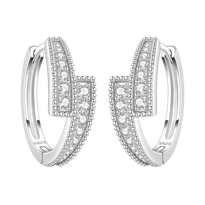 Orstarry S925 Sterling Silver Square Chain With Stone Inlaid Earrings Hoop Earrings For Women Jewelry Original Party Trendy Gift