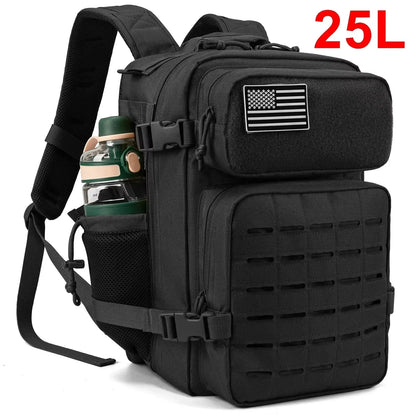 Tactical Backpack - 2545L Outdoor Rucksack with Dual Cup Holder for School Gym and Camping