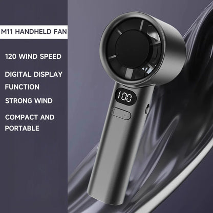Portable Handheld Fan 120 Wind Speeds Mini Bladeless Hand Fan USB Rechargeable Highspeed Fans Camping Electric Fans Air Cooler