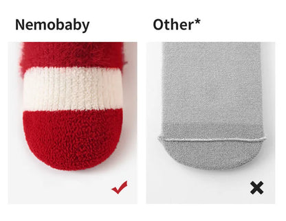 2025 New Year Baby Winter Thicken Socks Kids Cute Stripe Color Matching Warm Floor Socks Children Girls Fleece Padded Socks