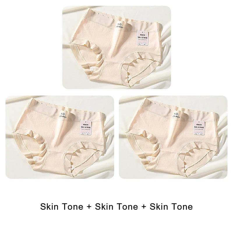 Cotton Mid-Rise Panties - Women's Antibacterial Breathable Cotton Briefs Set