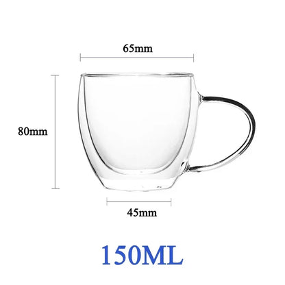 Double Wall Glass Cup - Heat Resistant Borosilicate Glass Coffee Mug Set | Eco Friendly Drinkware