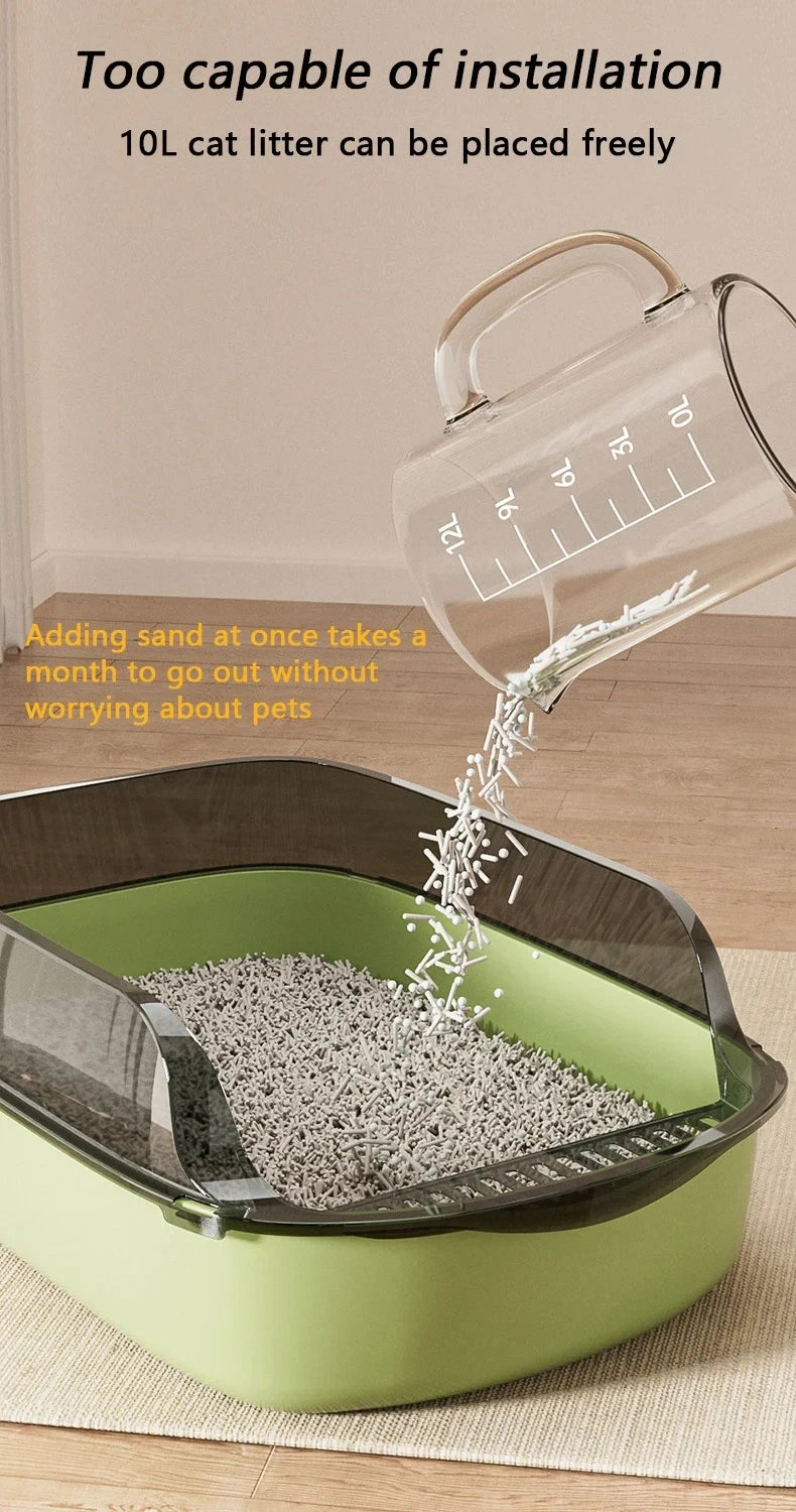 Semi-Enclosed Cat Litter Box - Splashproof Thickened Kitty Tray - ZOOMNSTORE