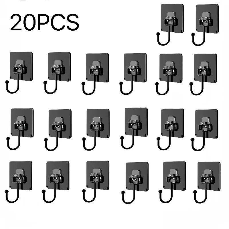 Heavy Duty Wall Hooks - Waterproof Adhesive Nail-Free Transparent Kitchen & Bathroom Storage