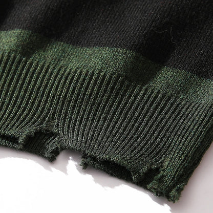 Men's New Autumn and Winter Warm Knitwear, Pullover Striped Knit Sweater