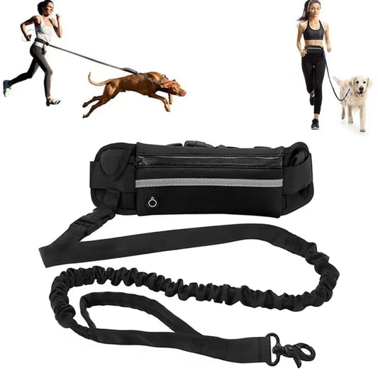 High Visibility Hands-Free Dog Leash Pet Leash Reflective with Waist Bag Retractable Elastic for Running&Walking Pet Supplies HD