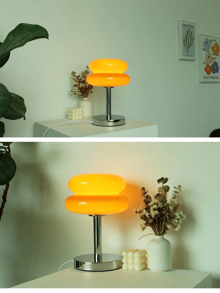 Macaron Glass Table Lamp - Trichromatic Dimming Night Light for Living Room  Bedroom Decor - ZOOMNSTORE