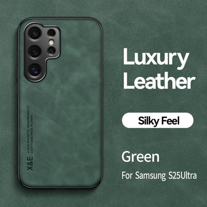Luxury Leather Ultra Thin Phone Case For Samsung Galaxy S26 S25 S24 S23 S22 S21 Ultra Plus Silky Feel Soft Cover For Car Holder