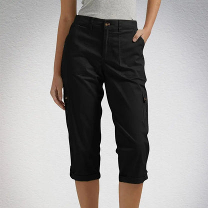 Women's Capris Joggers Mid Rise Cropped Cargo Pants Summer Quick Dry Hiking Pants with Multi Pockets Lightweight Summer Bottoms