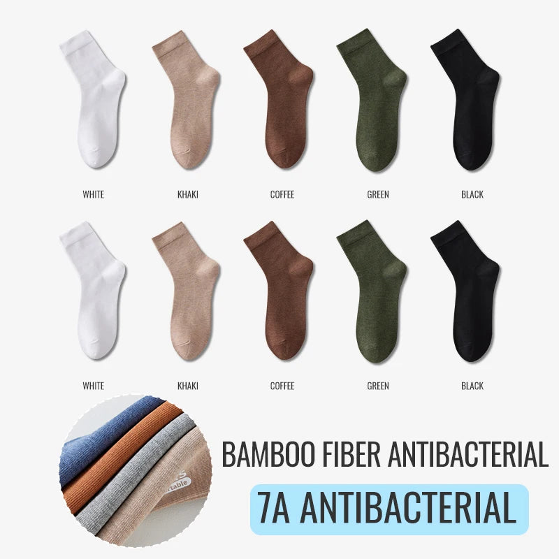 Antibacterial Bamboo Socks – Men’s Business Dress Socks, Thin Deodorant Crew, 5-Pack