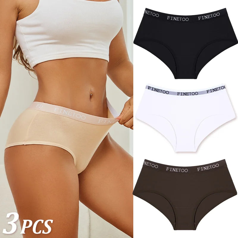 Women Cotton Briefs - Soft Breathable Low-Rise Panties 3Pcs Cotton Underwear Set