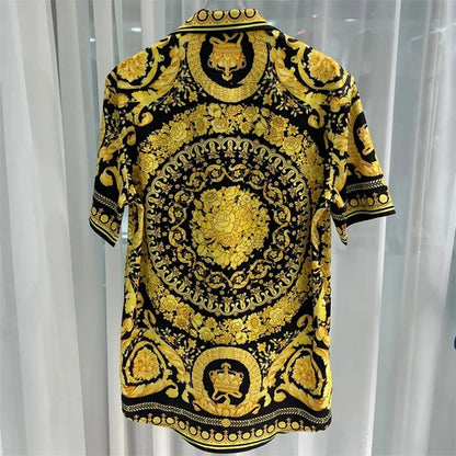 2025 Spring and Summer New Fashion Digital Printing Men's Short Sleeve Shirt High Quality Comfortable Lightweight Fabric