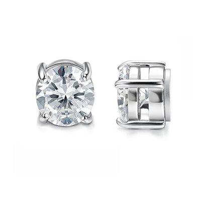 1 Pairs Stainless Steel Magnetic Stud Earrings For Men Women Hoop Earrings Clip On CZ Non-Piercing Steel All Ages