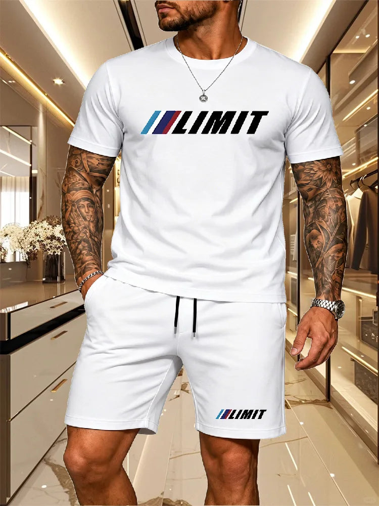 Men's Tracksuit 2 Piece O-neck Short Sleeve Shirt Shorts Set Men's Running Suit Plus Size T shirts Man Clothing Summer T-shirt