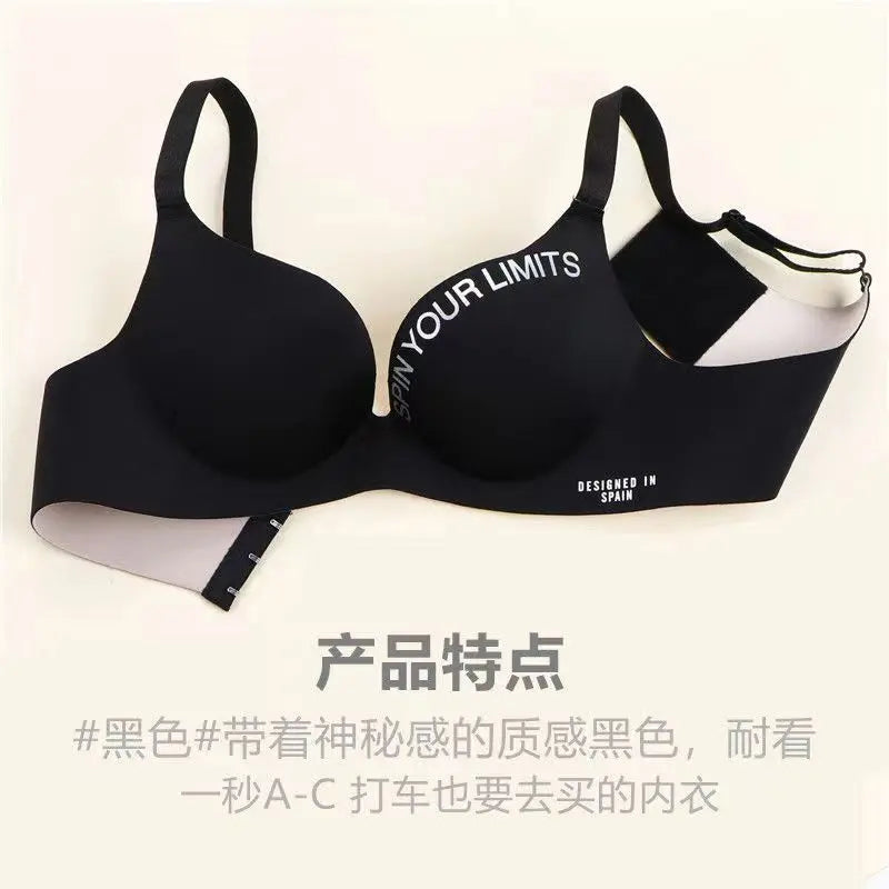 Seamless Push Up Bra - Women's One-Piece Wire Free Bra with Adjustable Straps