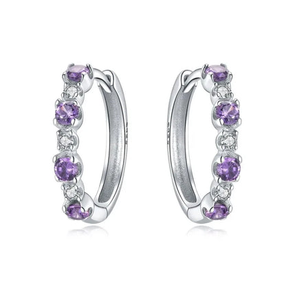 MISEFF Real 925 Sterling Silver Earring Gradual Change Green Blue Colored Zircon Hoop Earrings Engagement Wedding Jewelry Gifts