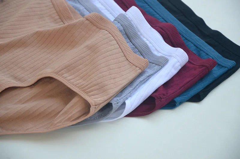 6pcs Cotton Women Panties Lady Plus Size Underwear High Waist Briefs Breathable Solid Color Female Lingerie Shorts
