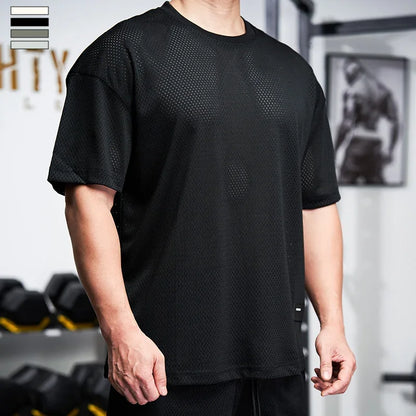 Men Gym Muscle Shirt - Quick Dry Workout Tee, Loose Fit Running & Training Top