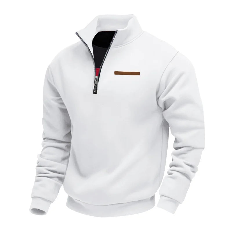 American autumn and winter heavy fleece long-sleeved men's sweater half zipper loose stand-up collar pullover men's sweater