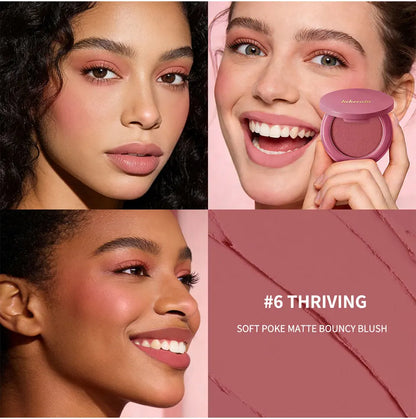 New Matte Blush Cream to Powder Cushiony Bouncy Texture Long Lasting Natural Flush Brightens Face Complexion Woman Makeup