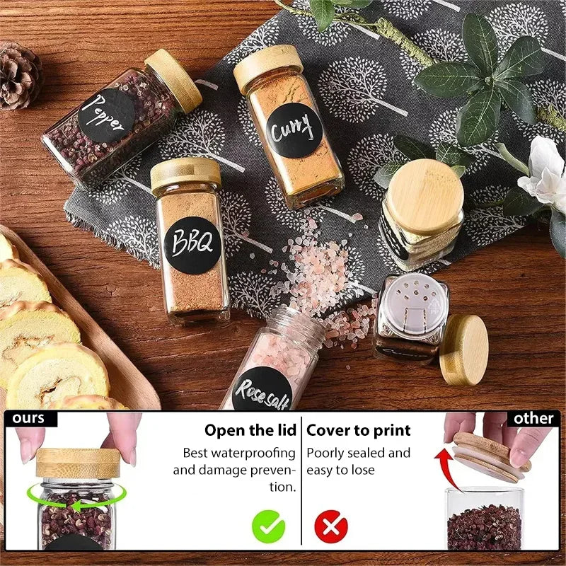 Airtight Glass Jars Set - 12PCS 120ml Clear Containers with Wood Lids for Kitchen Storage
