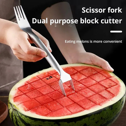 2-in-1 Watermelon Slicer & Fork – Stainless Steel Fruit Cutter