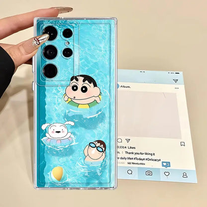 Case for Samsung Galaxy S25 Edge S24 S22 FE S21 S23 Ultra S20 Plus S26 Note 20 Ultra 10 Phone Cover Cute Crayons Shinchan