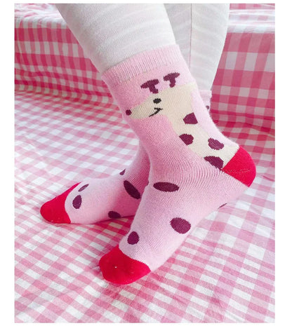 5 Pairs/Lot Kids Scoks Autumn Winter Kids Warm Thicken Cotton Socks Unisex Boys Girls Cute Cartoon Animal Socks