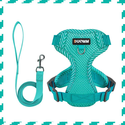 Breathable Reflective Dog Harness for Small Medium Dogs Cats Patterned Comfortable Adjustable Pet Vest with Leash