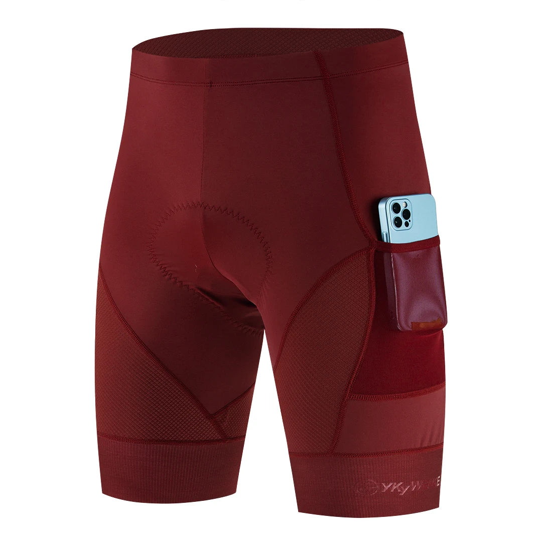 YKYWBIKE Sports Padded Bike Shorts for Men Cycling Bicycle Shorts Comfortable Road Biking Pants 2 Pocket Tights Slim Fit