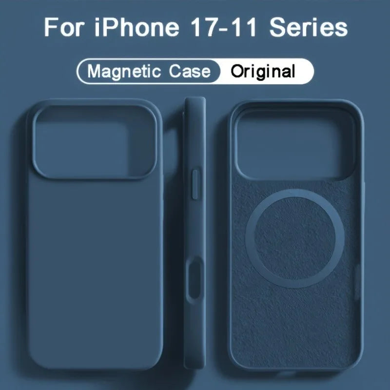 For Magsafe Magnetic Liquid Silicone Case For iPhone 17 16 15 14 13 Pro Max 17Pro Air 16Pro Wireless Charge Soft Cases Cover